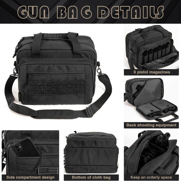 Gun Bag Range Bag Pistol Case Gun Case Magazine Lockable Double Layer Explosion - Picture 3 of 3